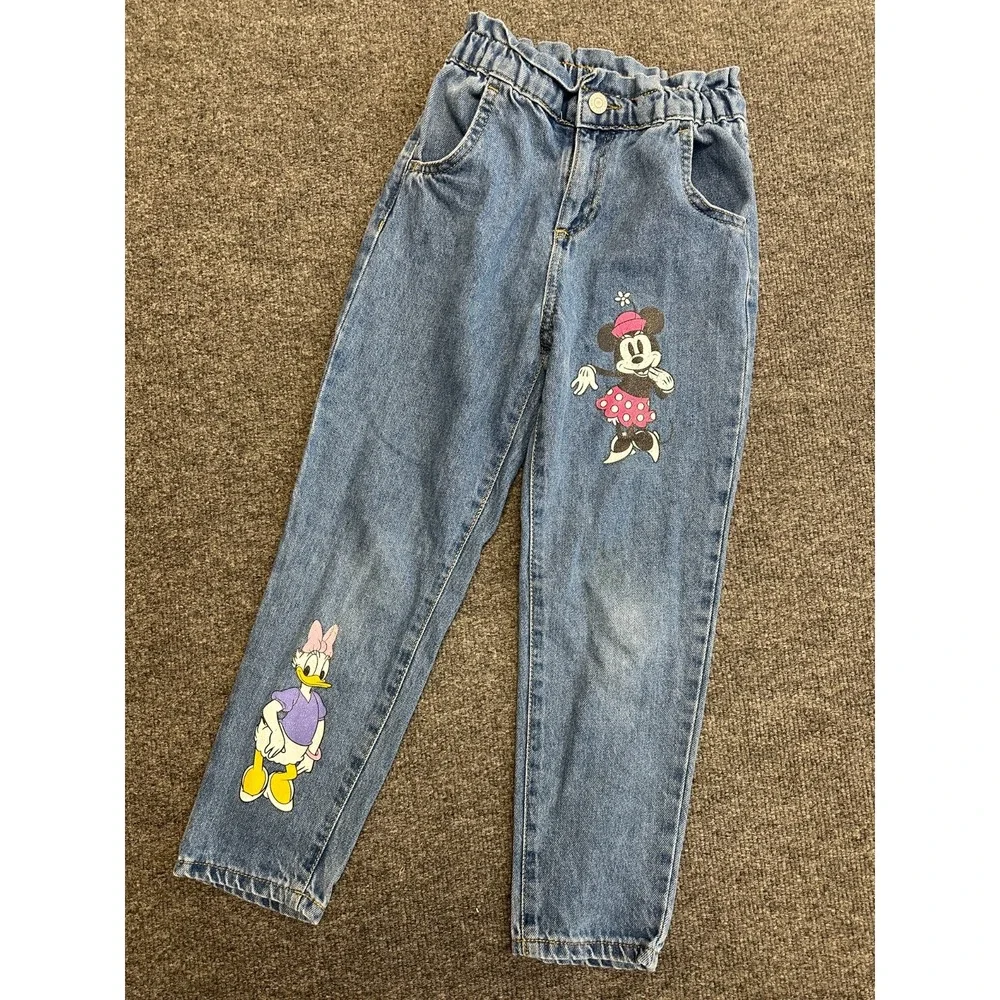 Vintage Disney Mickey & Friends Kids Jeans Girls Size 7-8y Minnie Daisy Duck
